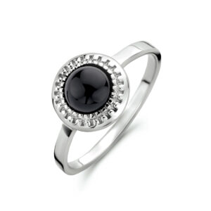ring onyx zilver gerhodineerd