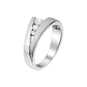 ring zirkonia poli/mat zilver gerhodineerd