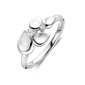 ring zirkonia poli/mat zilver gerhodineerd