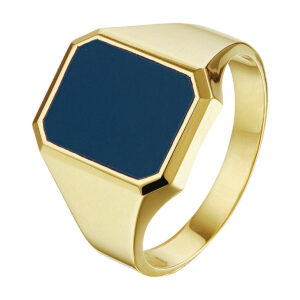 zegelring massief lagensteen 14K geelgoud