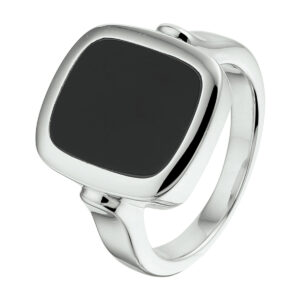 zegelring massief onyx zilver gerhodineerd