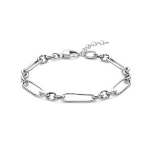 armband 6 mm 17 + 3 cm zilver gerhodineerd