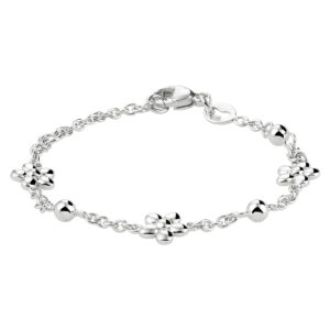 armband bloem 11 - 13 cm zilver gerhodineerd