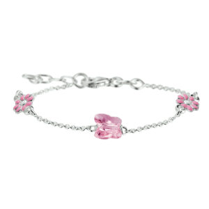 armband bloem en vlinder 13 + 2 cm zilver wit