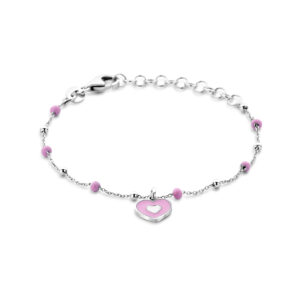 armband emaille hartje 13 + 3 cm zilver gerhodineerd