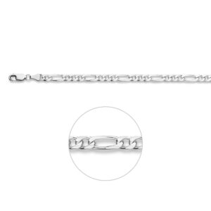 armband figaro 5,1 mm 20 cm zilver gerhodineerd
