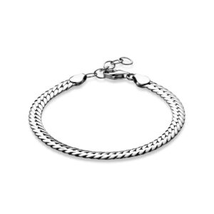 armband gourmette 5 mm 17 + 3 cm zilver gerhodineerd