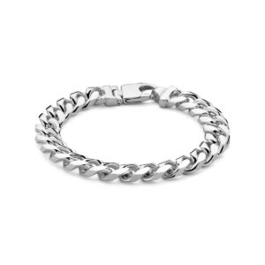 armband gourmette 6 zijdes geslepen 10 mm 21 cm zilver wit