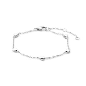 armband hartjes 13 - 14,5 - 16 cm zilver gerhodineerd