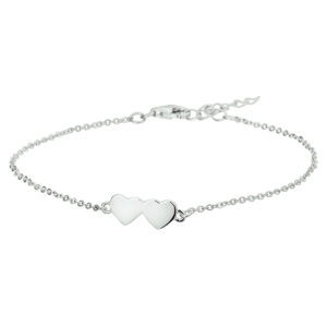 armband hartjes 16 + 3 cm zilver gerhodineerd