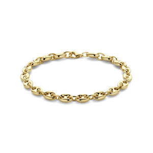 armband koffieboon 6 mm 19 cm 14K geelgoud