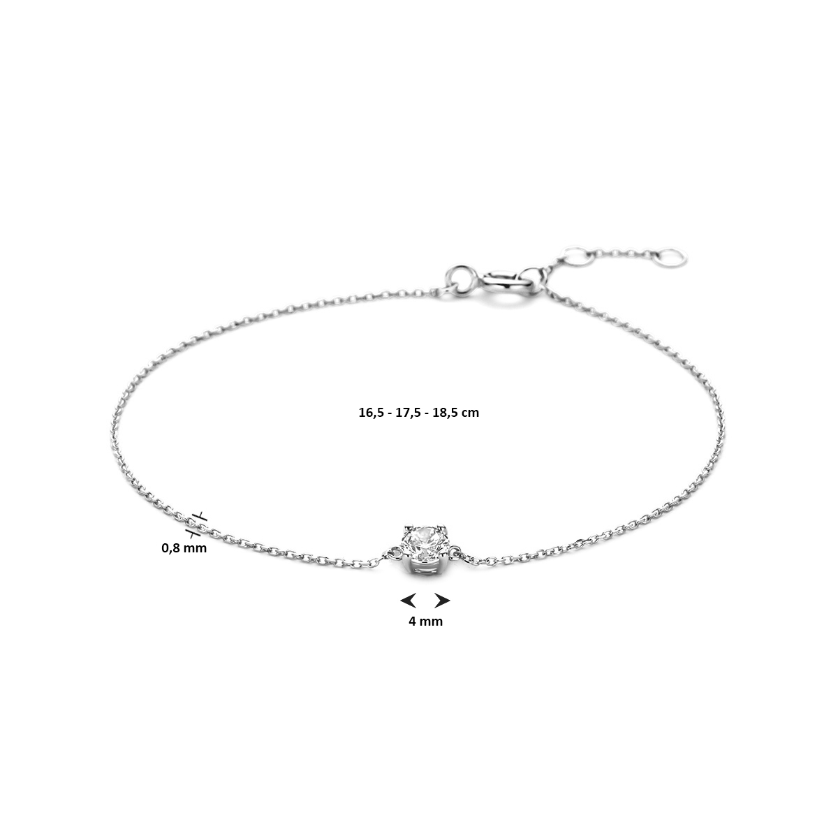 armband zirkonia 16,5 - 17,5 - 18,5 cm 14K witgoud - Afbeelding 4