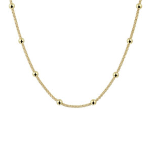 collier bolletjes 3,0 mm 40 + 4 cm 3 micron zilver verguld (geel)