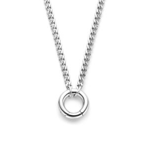 collier gourmette met connector 46 cm zilver gerhodineerd