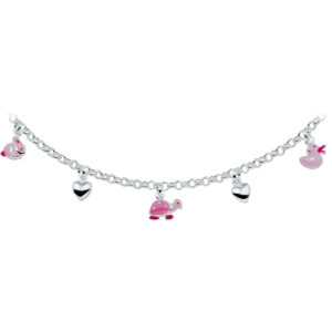 collier hart en dieren 36 + 2 cm zilver wit