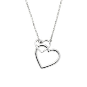 collier hartjes 45 cm zilver gerhodineerd