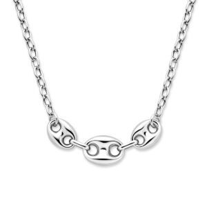 collier koffieboon 4,3 mm 41 + 4 cm zilver gerhodineerd