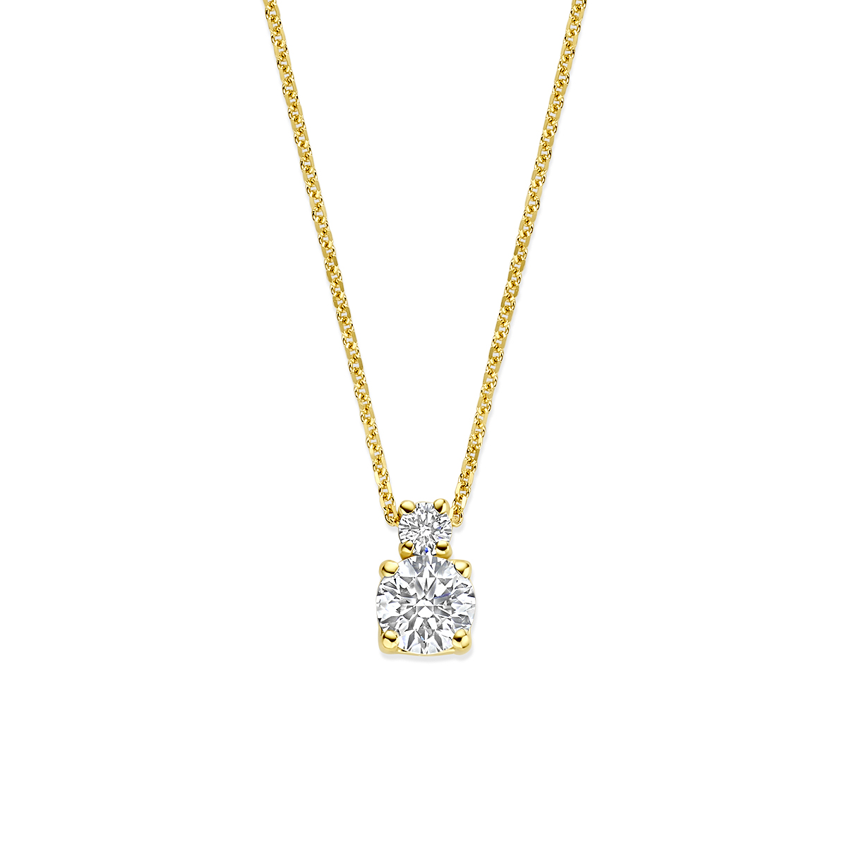 collier lab grown diamant 0.45ct g vs 40 - 42 - 44 cm 14K geelgoud