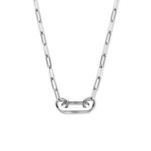 collier paperclip met connector 46 cm zilver gerhodineerd