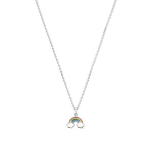collier regenboog emaille 36 + 4 cm zilver gerhodineerd