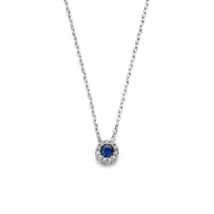 collier saffier zirkonia 41 - 43 - 45 cm zilver gerhodineerd