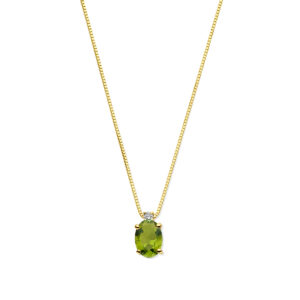 collier toermalijn en diamant 40 - 42 - 44 cm 0.02ct h si 14K geelgoud