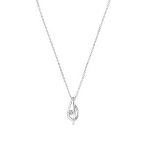 collier zirkonia poli/mat 41 + 4 cm zilver gerhodineerd