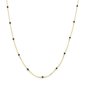 collier zwart emaille 1 mm 14K geelgoud