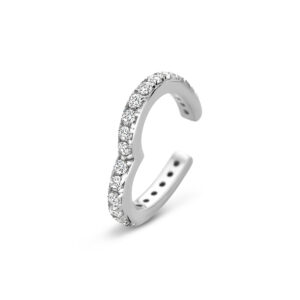 ear cuff hartje zirkonia 13,5 mm zilver gerhodineerd