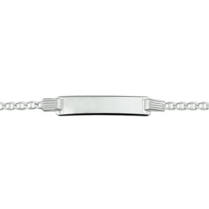 graveerarmband anker plaat 6,0 mm 16 - 18 cm zilver wit