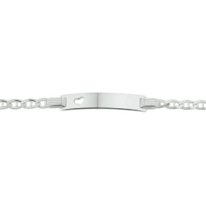 graveerarmband anker plaat met hartje 5,0 mm 16 - 18 cm zilver wit