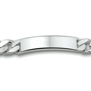 graveerarmband gourmette plaat 10 mm 21 cm zilver wit