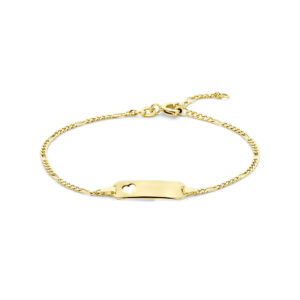 graveerarmband hart plaat 5,3 mm 15,5 - 19 cm 14K geelgoud