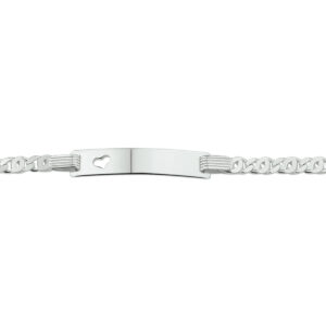 graveerarmband valkenoog plaat met hartje 5,0 mm 16 - 18 cm zilver wit