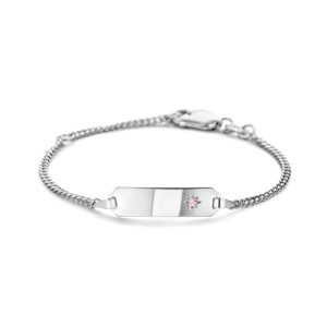 graveerarmband zirkonia plaat 5,0 mm 11 - 13 cm zilver gerhodineerd