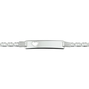 graveerarmbanden hart plaat 6 mm 16 - 18 cm zilver gerhodineerd