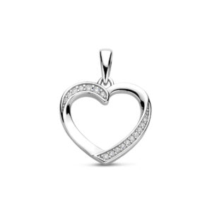 hanger hartje zirkonia 21 mm zilver gerhodineerd