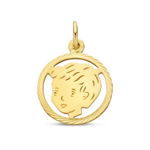 hanger jongen gediamanteerd 19 mm 14K geelgoud
