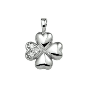 hanger klavertje zirkonia 11,5 mm zilver gerhodineerd