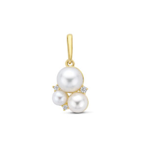 hanger parels en zirkonia 11 mm 14K geelgoud