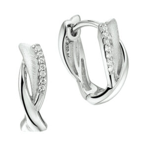 klapoorringen gescratcht zirkonia zilver gerhodineerd