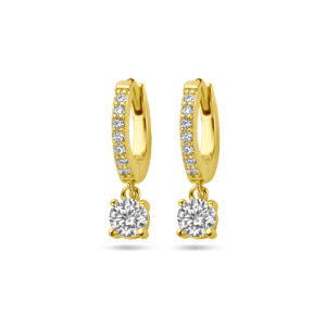 klapoorringen zirkonia 1 micron zilver verguld (geel)