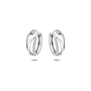 klapoorringen zirkonia 12,5 mm zilver gerhodineerd