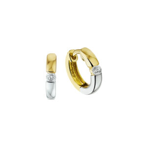 klapoorringen zirkonia 14K bicolor goud geel/wit