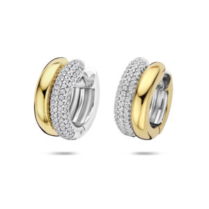 klapoorringen zirkonia 17,5 mm 1 micron zilver verguld (geel/rhodium)