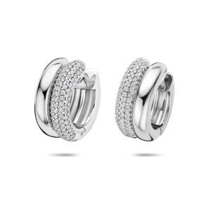 klapoorringen zirkonia 17,5 mm zilver gerhodineerd