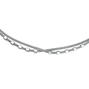 multi-collier blokjes 42 + 3 cm zilver gerhodineerd
