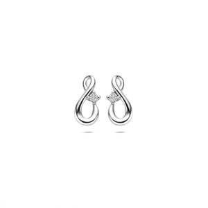 oorknoppen infinity zirkonia 12 mm zilver gerhodineerd