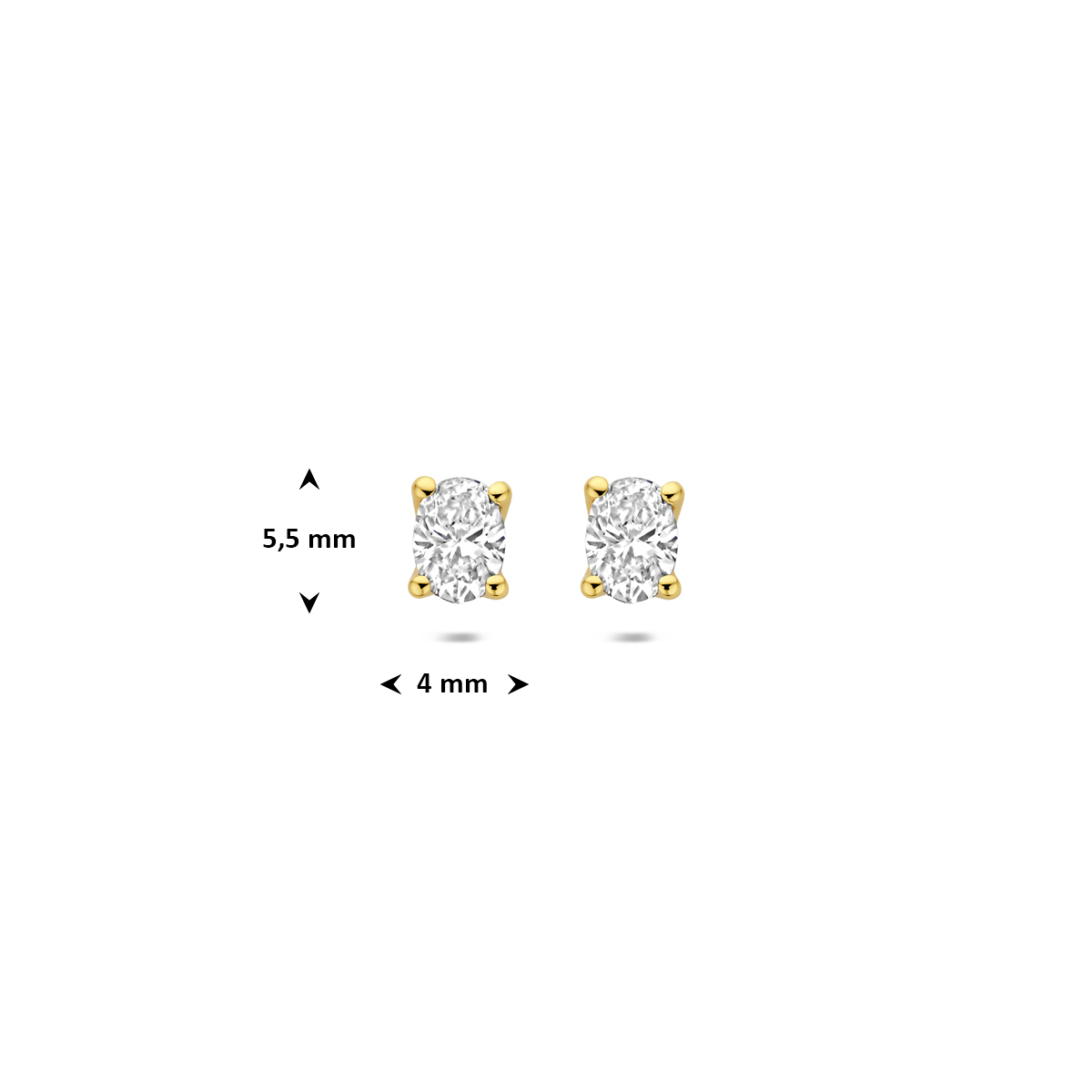 oorknoppen lab grown diamant 0.60ct (2x 0.30ct) f vs 5,5 mm 14K geelgoud - Afbeelding 4
