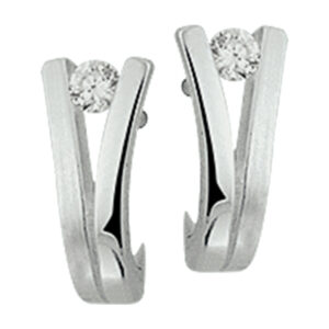 oorknoppen zirkonia poli/mat zilver gerhodineerd
